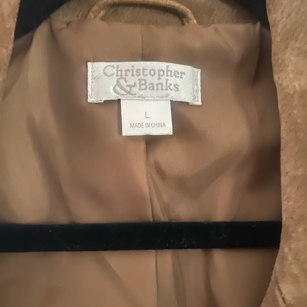 Christopher & Banks Brown Suede Jacket Women Large Lined Embroidered Details - Picture 3 of 12